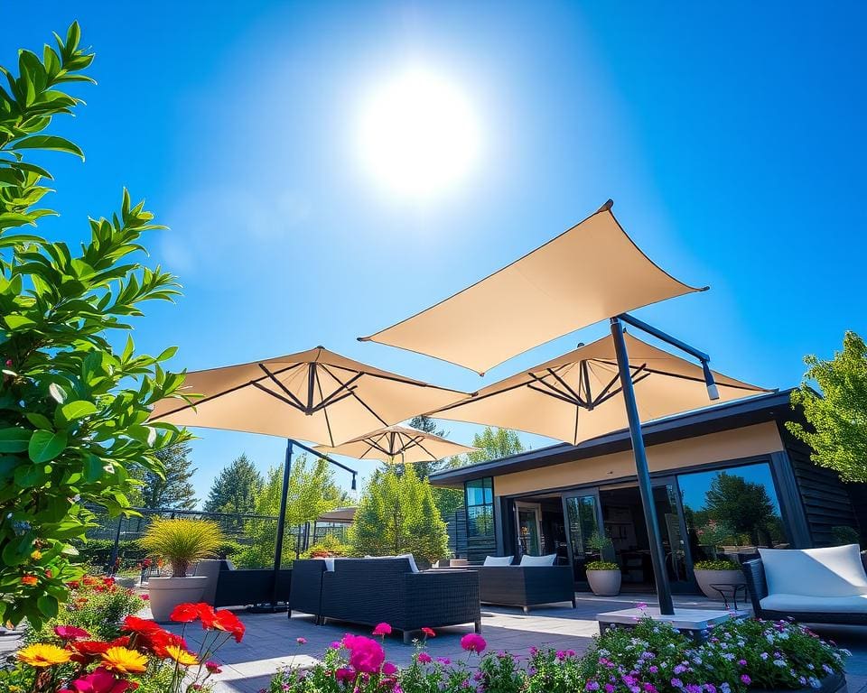 Moderne parasols voor schaduwrijke zomerdagen