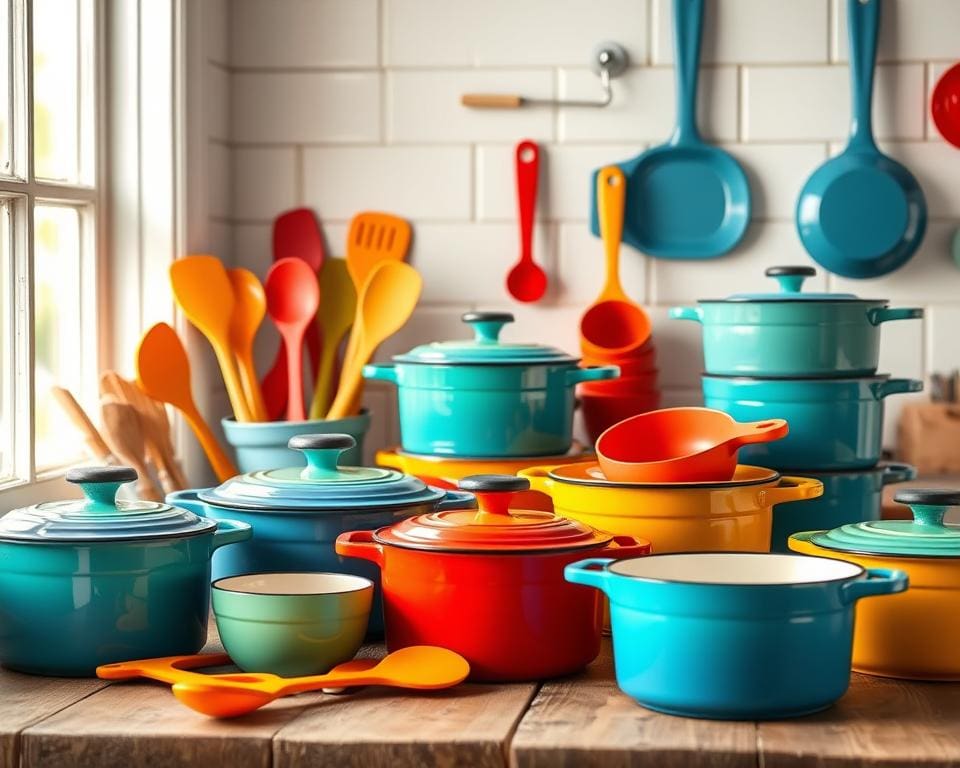 Le Creuset-keukenhulpen: kleur en functionaliteit