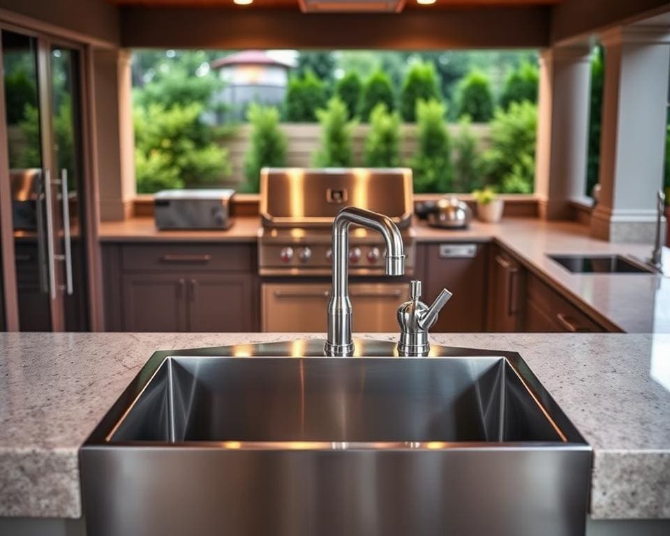 Welke spoelbakken zijn geschikt voor een buitenkeuken?