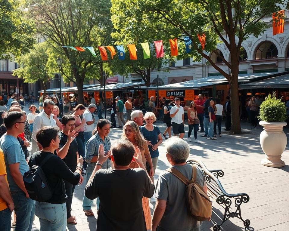 bewoners betrekken plein