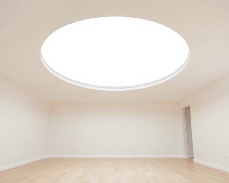 Een plafondlamp die het hele vertrek verlicht